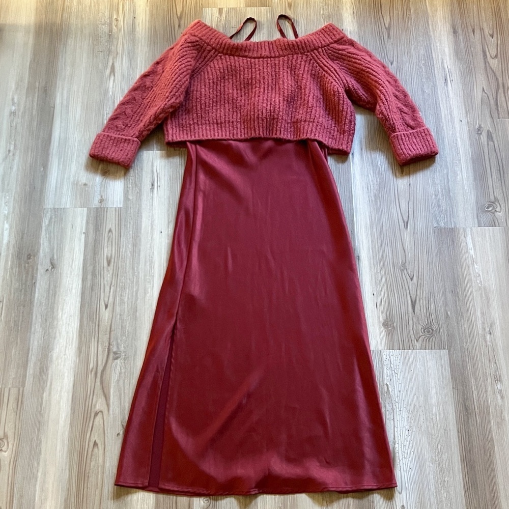 Anthropologie Mare Mare Layered Sweater & Slip Dress Red - Picture 11 of 15
